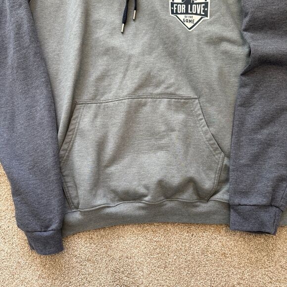 Baseballism Hoodie Double Sided Graphic Gray with Blue Raglan Sleeves Mens XL - Picture 3 of 11